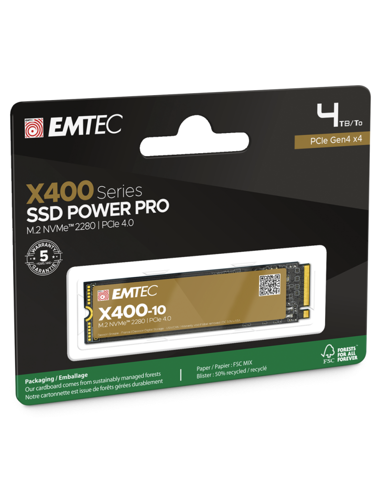 SSD диск EMTEC X410, 4TB NVMe M.2 PCIe Gen4, 7400/7000 MB/s  - ECSSD4TX410 - 3