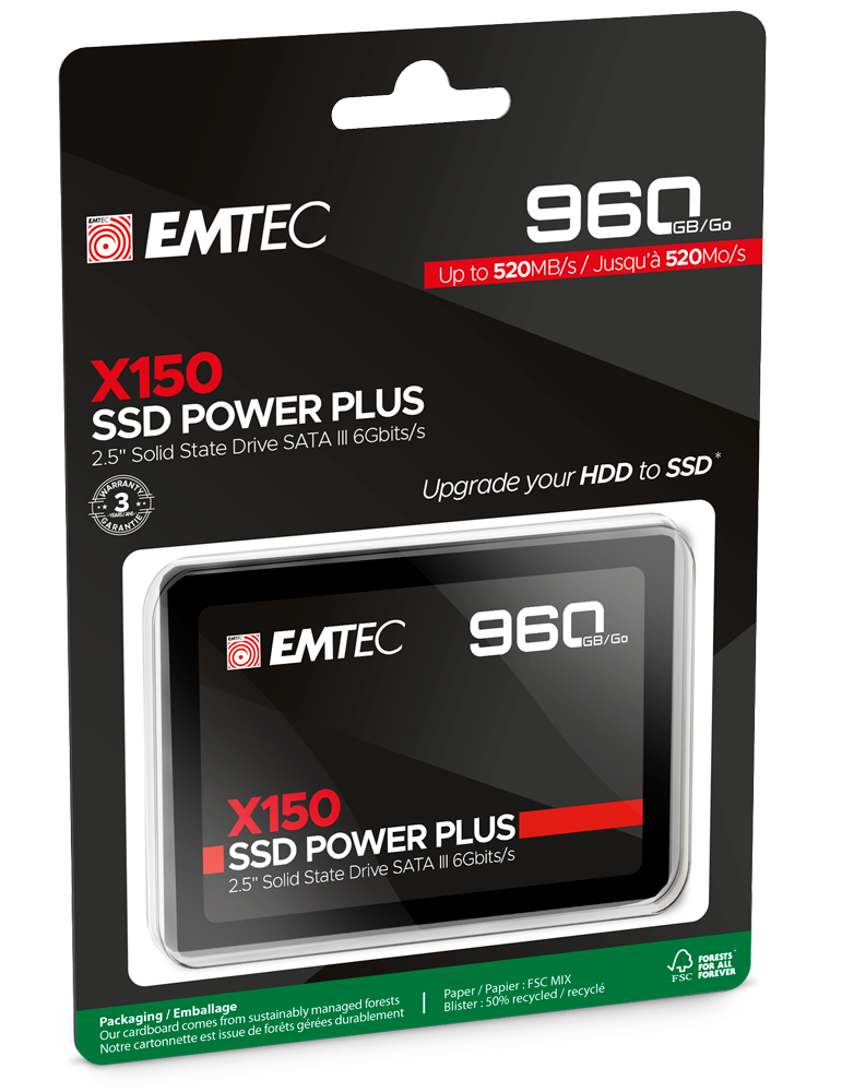 SSD диск EMTEC X150, 960GB SATA III 2.5" - ECSSD960GX150 - 3