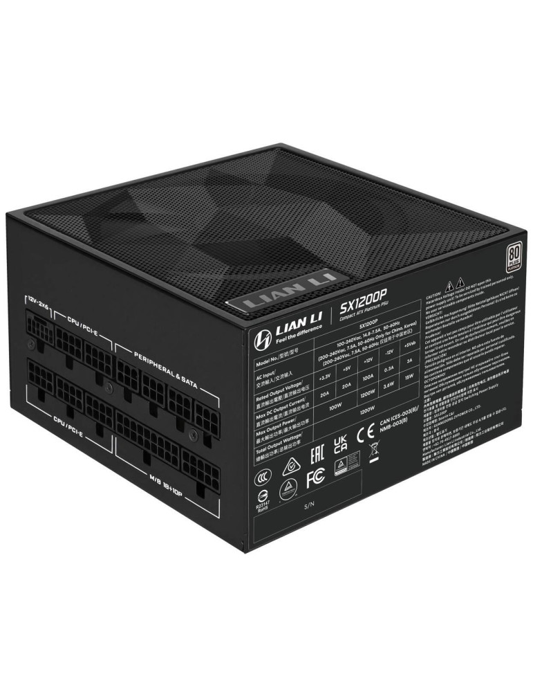 Модулно захранване Lian Li SX1200P, 1200W, 80+ Platinum, ATX 3.1, PCI-E 5.1, 120mm вентилатор - G9P.SX1200P.B000.EU - 3