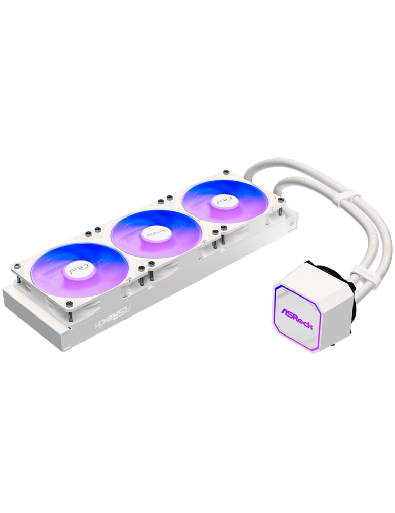 Водно охлаждане за процесор ASROCK Pro White 360 ARGB, 360mm AiO, AM5/AM4/LGA1851/LGA1700, 3x120mm, RGB LED - 4711581493544 - 1
