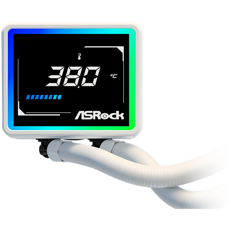 Водно охлаждане за процесор ASROCK Challenger White 360, 360mm AiO, LCD дисплей, 3x120mm вентилатора, AM5/AM4/LGA1851/LGA1700 - 90-ACLA36-WAAGA6 - 4