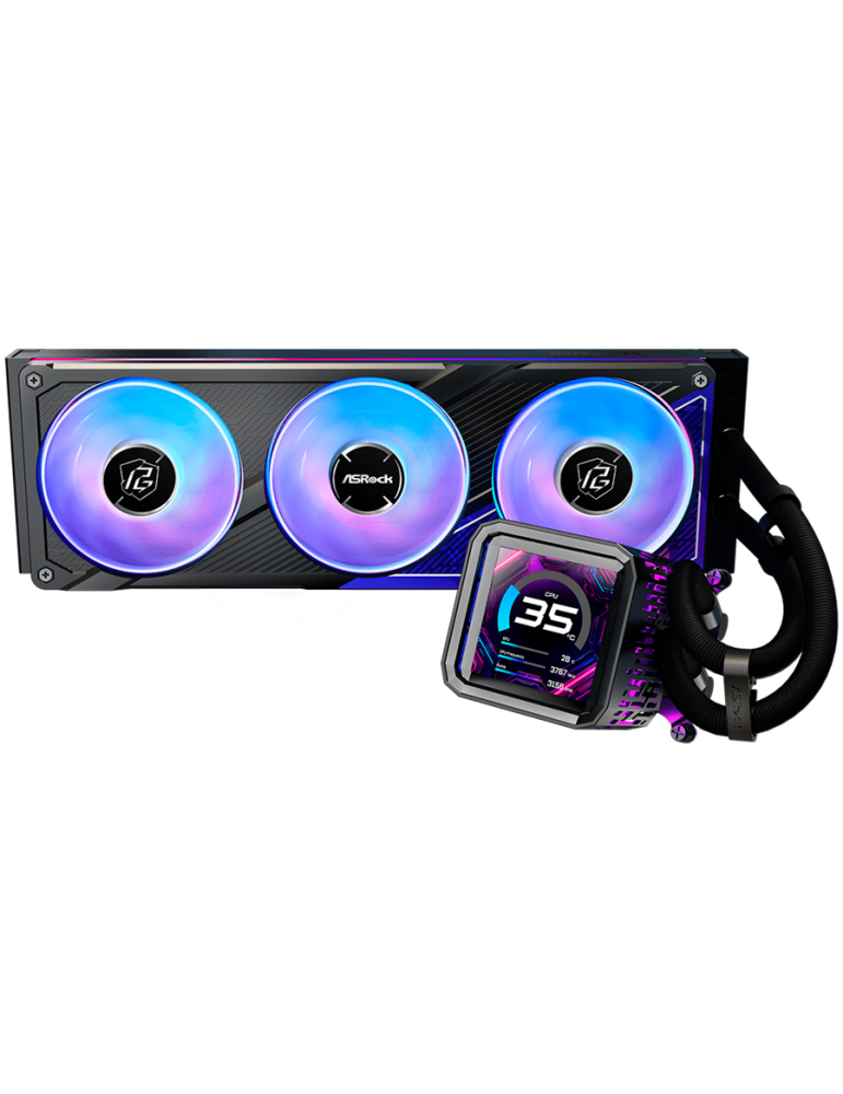 Водно охлаждане за процесор ASROCK PHANTOM GAMING 360 LCD, 360mm, LCD дисплей, AM5/AM4/LGA1851/LGA1700, ARGB - 4711581492455 - 3