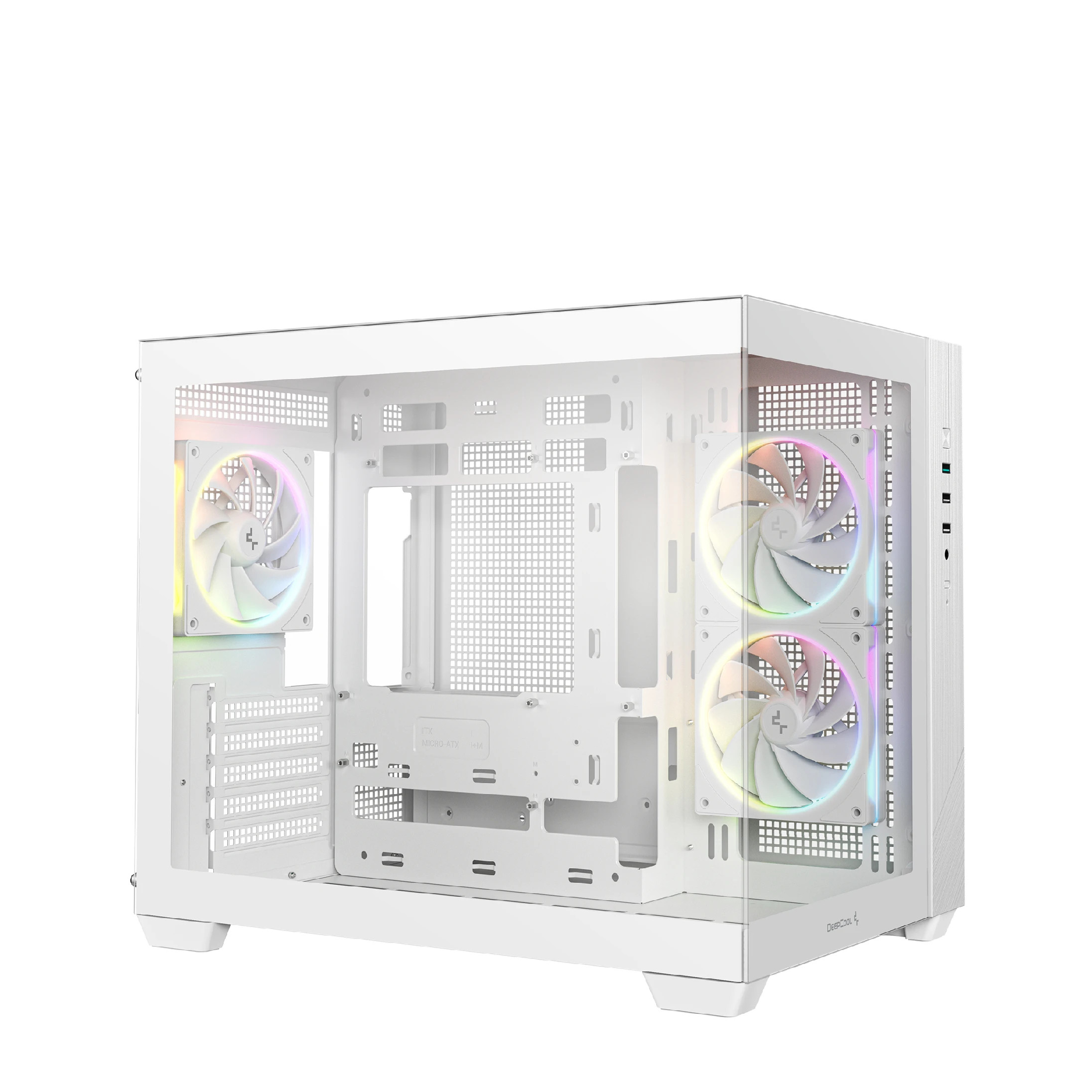 Кутия за компютър DeepCool CG330 3F WH, Mini Tower mATX, Tempered Glass, 3x120mm ARGB Вентилатори, Водно охлаждане до 360mm - R-CG330-WHNGM3-G - 2