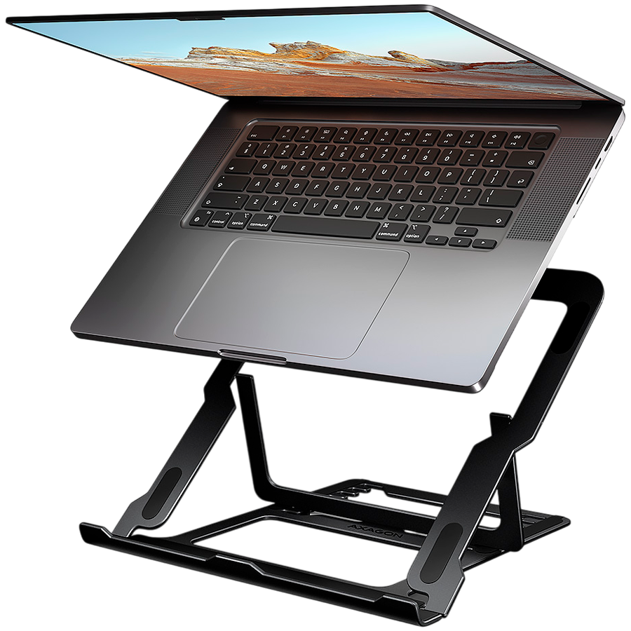 Поставка за лаптоп AXAGON STND-LAB, 10"-17.3", алуминиева, 8 позиции, черна - 8595247909220 - 1