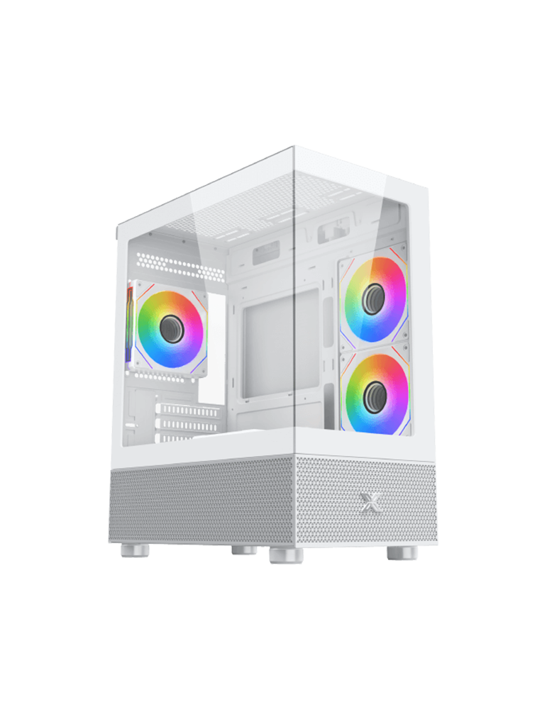 Кутия за компютър XIGMATEK Alphard M Arctic, Mini Tower, Micro ATX, Бял, 212x438x364mm, 4x120mm вентилатора, Закалено стъкло, RGB управление - 4711409544533 - 1