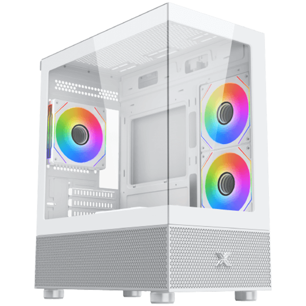 Кутия за компютър XIGMATEK Alphard M Arctic, Mini Tower, Micro ATX, Бял, 212x438x364mm, 4x120mm вентилатора, Закалено стъкло, RGB управление - 4711409544533 - 1
