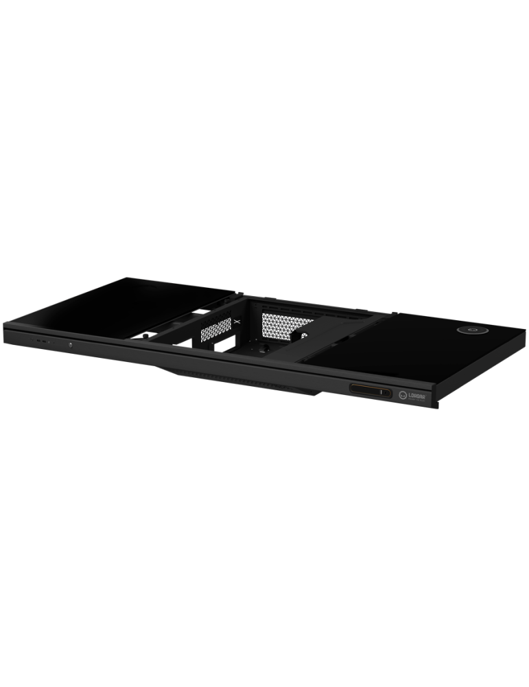 Геймърско бюро LORGAR Elite 90, 116cm, двигателен подходящ височина, вградена PC кутия, безжично зареждане, RGB подсветка, закалено стъкло - LRG-DE90G - 6