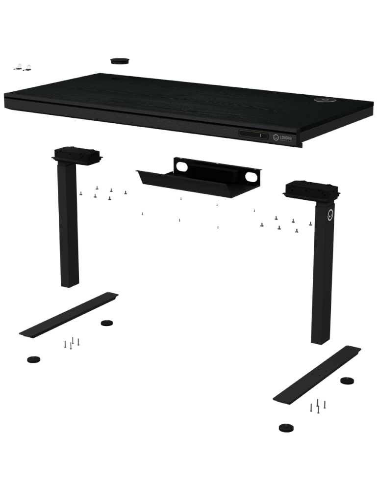 Геймърско бюро LORGAR Pro 80, 116.5cm, Двойни електрически мотори, LCD дисплей, Безжично зареждане Qi, RGB подсветка, 3 EU контакта, Черен - LRG-DP80W - 4