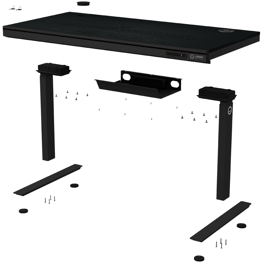 Геймърско бюро LORGAR Pro 80, 116.5cm, Двойни електрически мотори, LCD дисплей, Безжично зареждане Qi, RGB подсветка, 3 EU контакта, Черен - LRG-DP80W - 4
