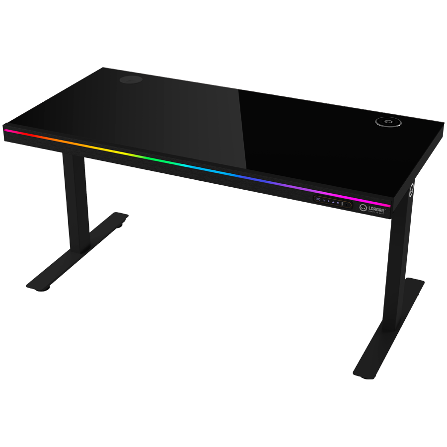 Геймърско бюро LORGAR Pro 80, 116см, двигателен регулируем за височина, RGB подсветка, безжично зареждане, 80кг натоварване - LRG-DP80G - 1