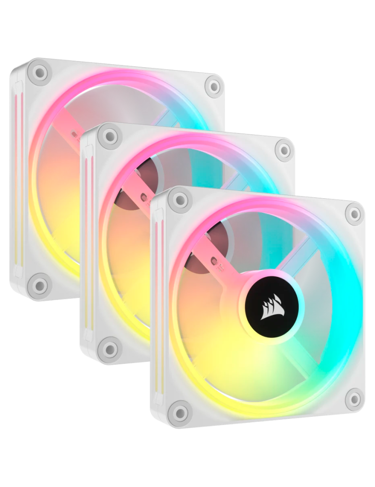 Комплект вентилатори CORSAIR iCUE LINK QX120 RGB, 120mm, 2400 RPM, 63.1 CFM, PWM, RGB LED, Бял, Тройна комплект - CO-9051006-WW - 1