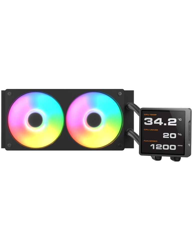Водно охлаждане за процесор COUGAR Poseidon Vistek Pro ARGB 240, 240mm AiO, LCD дисплей, 2x 125mm вентилатора - CGR-PSDVPRGB-B-240 - 1