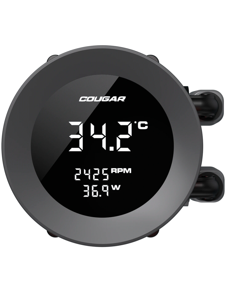 Водно охлаждане за процесор COUGAR Poseidon Vistek ARGB 360 AiO, Liquid Cooling, 3x120mm вентилатора, LCD дисплей, RGB LED, Socket 1851/AM5/1700/AM4/1200 - CGR-PSDVARGB-B-360 - 3