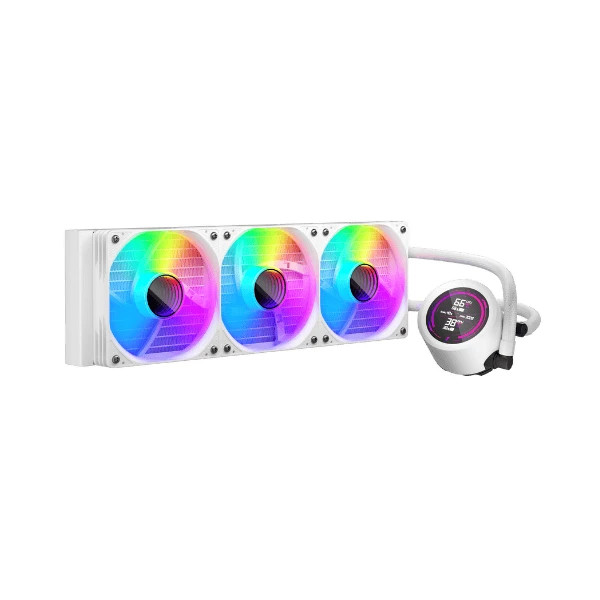 Водно охлаждане за процесор 1stPlayer Thunderstorm TS4 360, 360mm, 3x120mm вентилатор, 300W капацитет, медена база, aRGB, дигитален дисплей - TS4-360-WH - 1