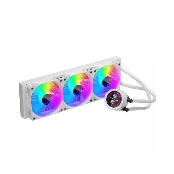 Водно охлаждане за процесор 1stPlayer Thunderstorm TS4 360, 360mm, 3x120mm вентилатор, 300W капацитет, медена база, aRGB, дигитален дисплей - TS4-360-WH - 3