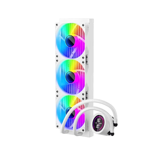 Водно охлаждане за процесор 1stPlayer Thunderstorm TS4 360, 360mm, 3x120mm вентилатор, 300W капацитет, медена база, aRGB, дигитален дисплей - TS4-360-WH - 5