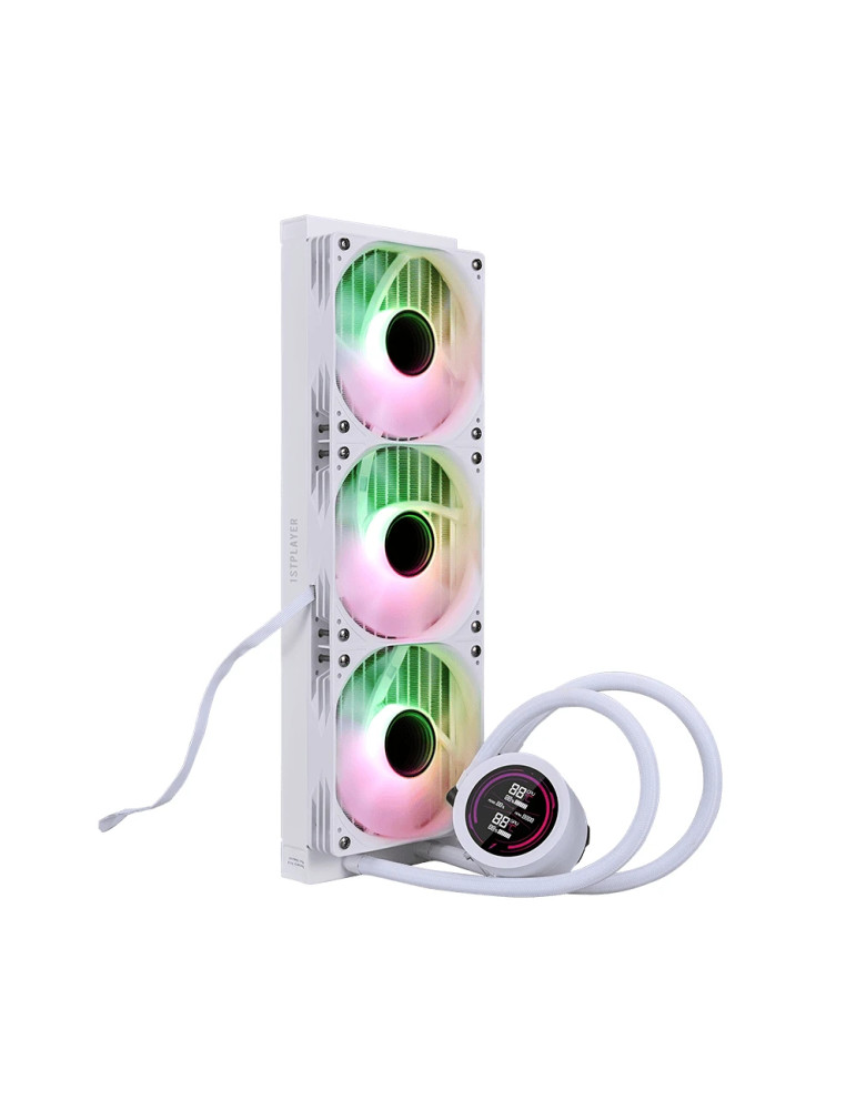 Водно охлаждане за процесор 1stPlayer Thunderstorm TS4 360, 360mm, 3x120mm вентилатор, 300W капацитет, медена база, aRGB, дигитален дисплей - TS4-360-WH - 6