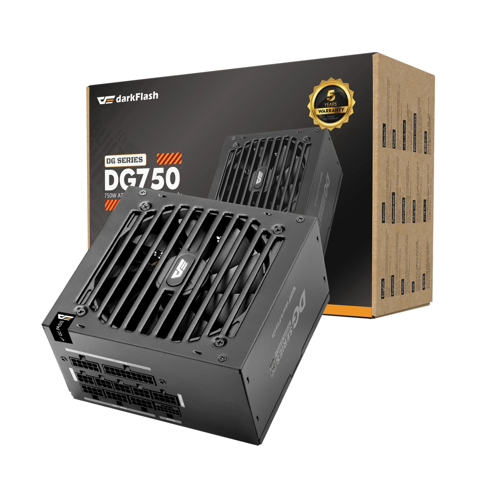 Захранване Darkflash DG750, 750W ATX 3.1, 80PLUS Gold, Full Modular, 120mm вентилатор - DG750-BK - 8