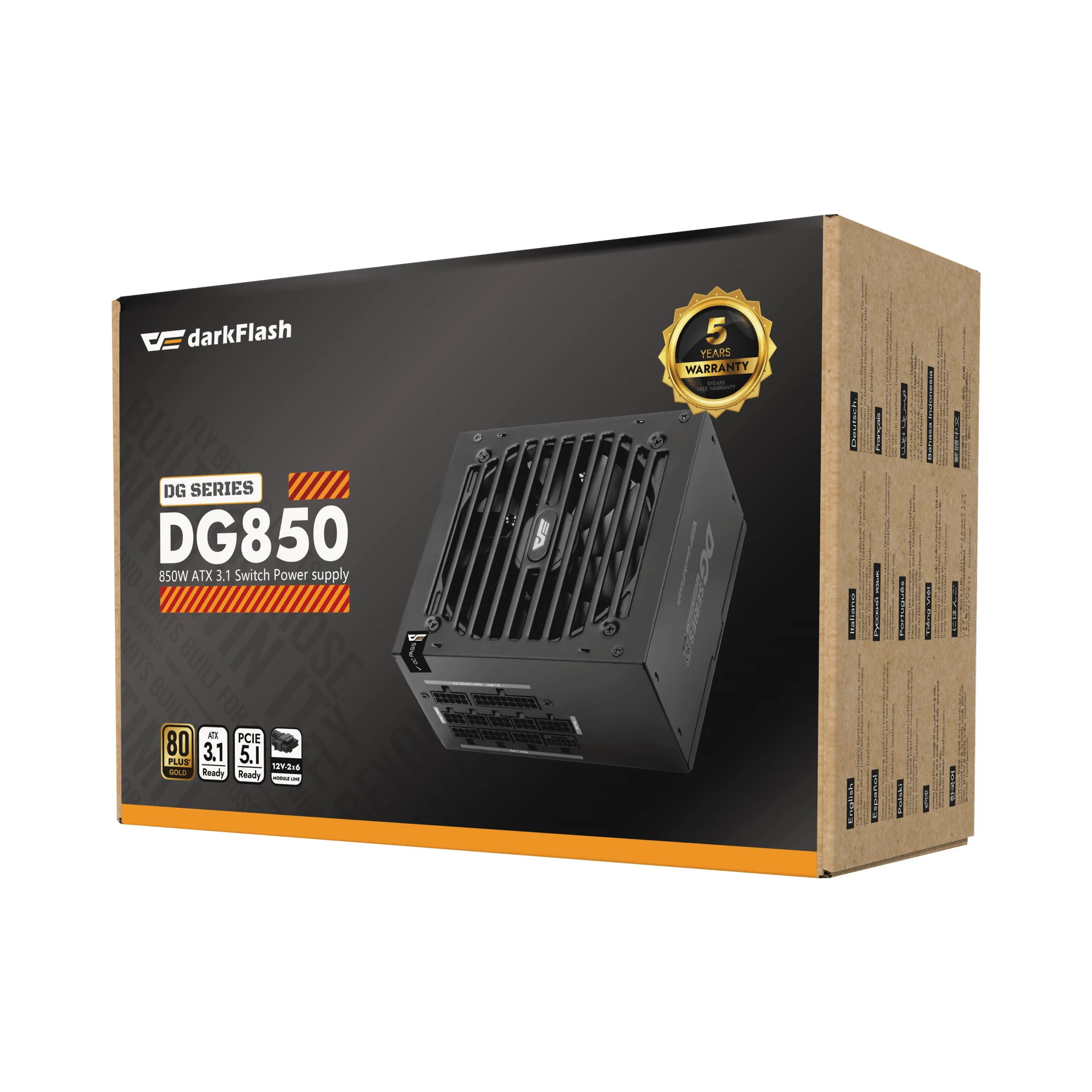 Захранване Darkflash DG850, 850W ATX 3.1, 80PLUS Gold, Full Modular - DG850-BK - 9