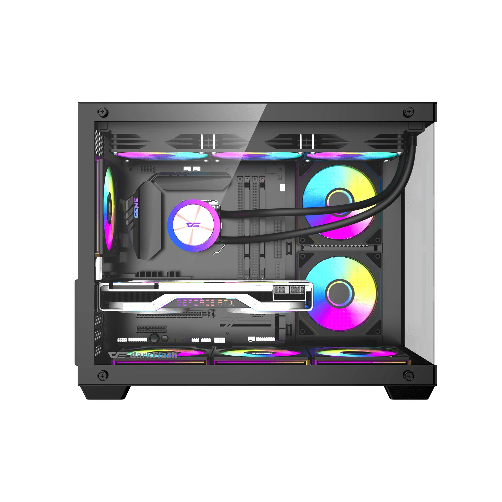 Кутия за компютър Darkflash B275 PRO, mATX Mini Tower, 6x120mm ARGB вентилатори, Tempered Glass - B275-PRO-6F-BK - 3