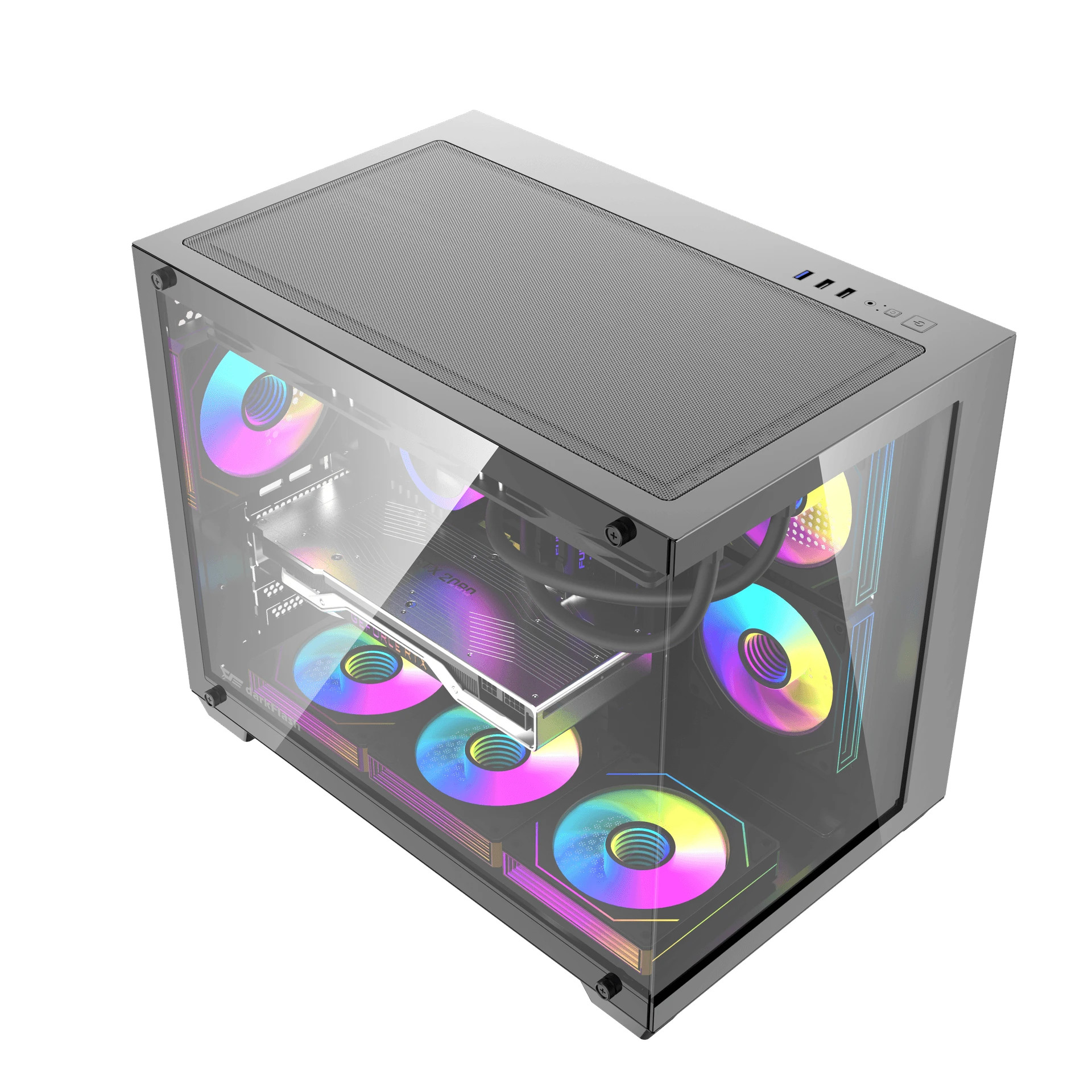 Кутия за компютър Darkflash B275 PRO, mATX Mini Tower, 6x120mm ARGB вентилатори, Tempered Glass - B275-PRO-6F-BK - 8