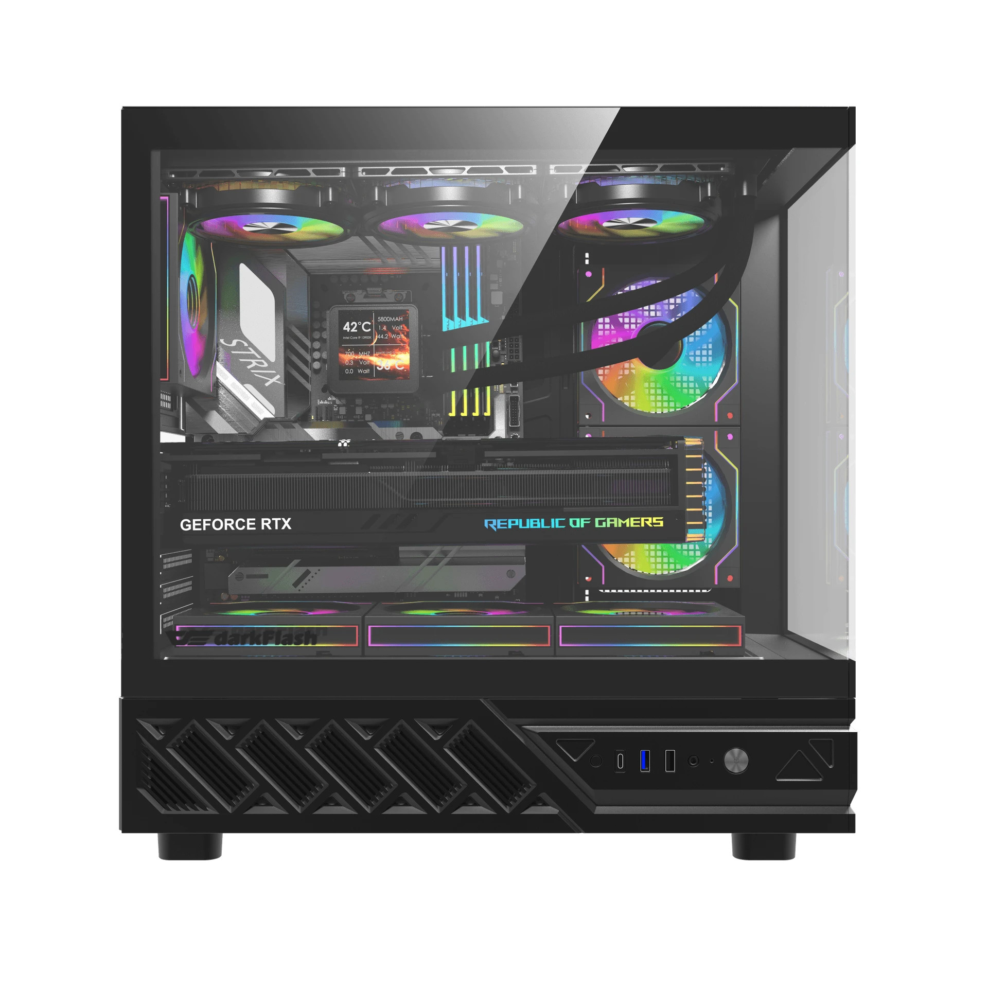 Кутия за компютър Darkflash DS950 Black, ATX Mid Tower, Tempered Glass, 6x 120mm A-RGB, 450x222x465mm - DS950-6F-BK - 3