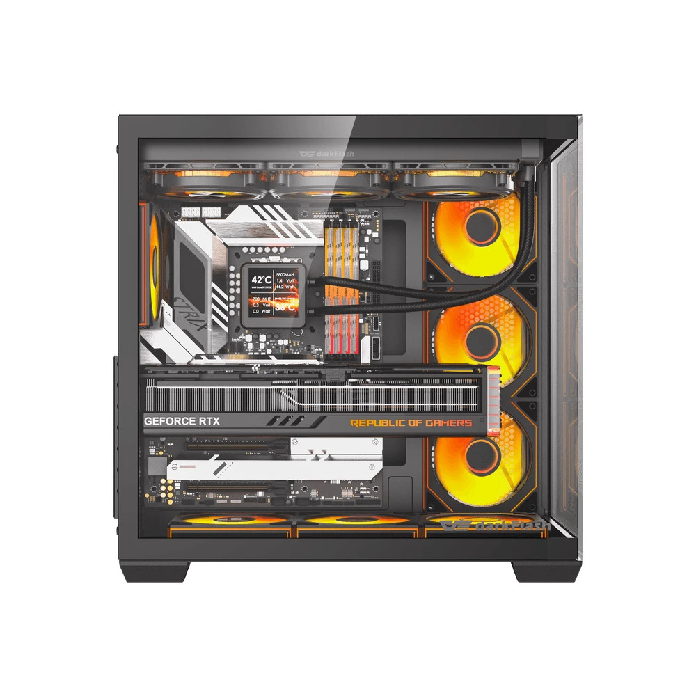 Кутия за компютър Darkflash C280 Black, Middle Tower EATX, Tempered Glass, 7x ARGB вентилатори - C280-7F-BLACK - 3