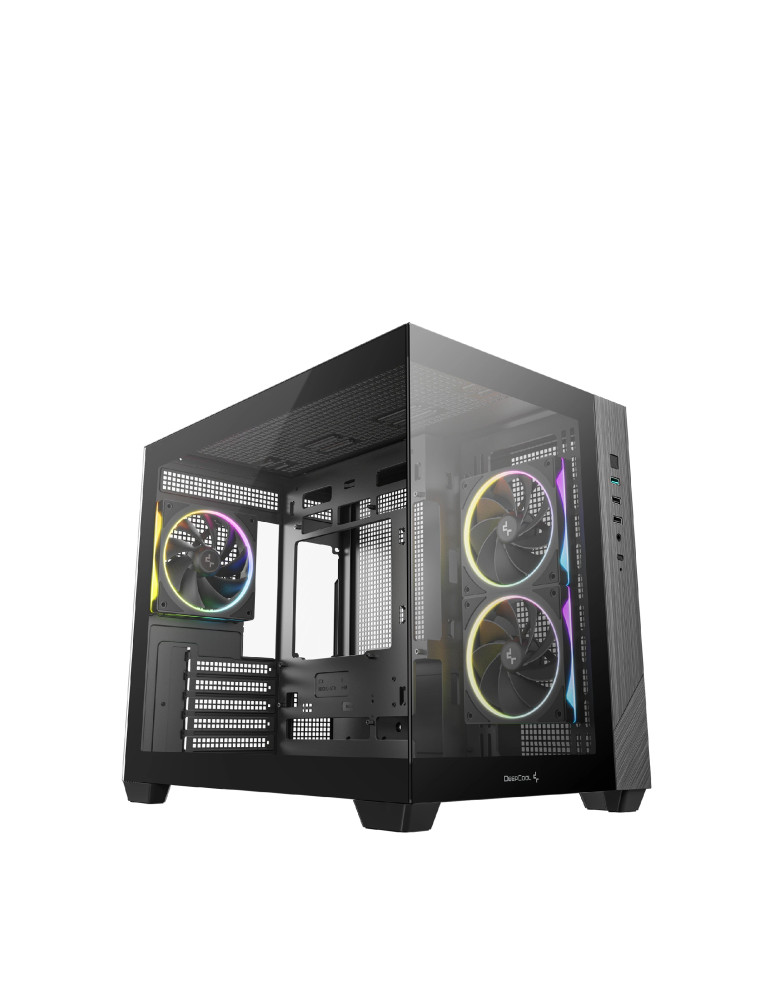 Кутия за компютър DeepCool CG330 3F, mATX Mini Tower, Tempered Glass, 3x 120mm ARGB вентилатора - R-CG330-BKNGM3-G - 1