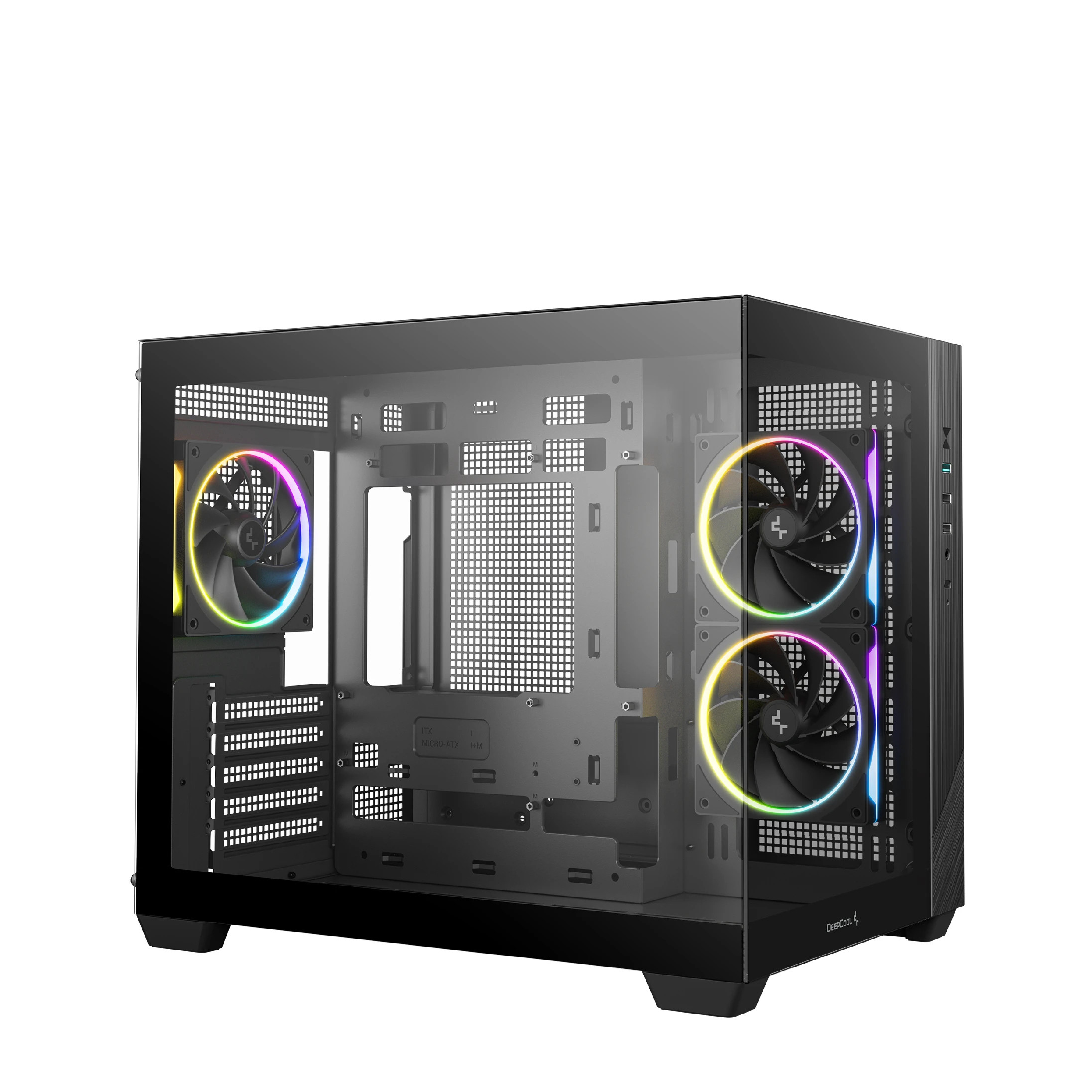 Кутия за компютър DeepCool CG330 3F, mATX Mini Tower, Tempered Glass, 3x 120mm ARGB вентилатора - R-CG330-BKNGM3-G - 2