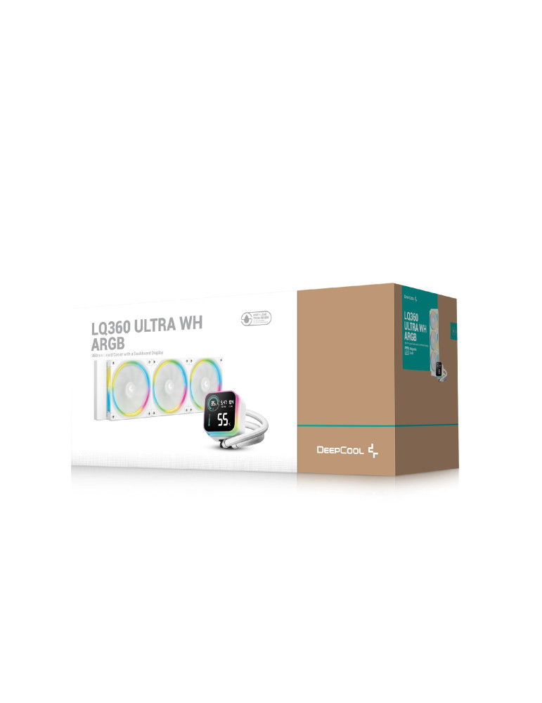 Водно охлаждане за процесор DeepCool LQ360 ULTRA WH ARGB, LCD екран, 3x120mm вентилатора, LGA1700/AM5 - R-LQ360-WHASMC-G-1 - 6