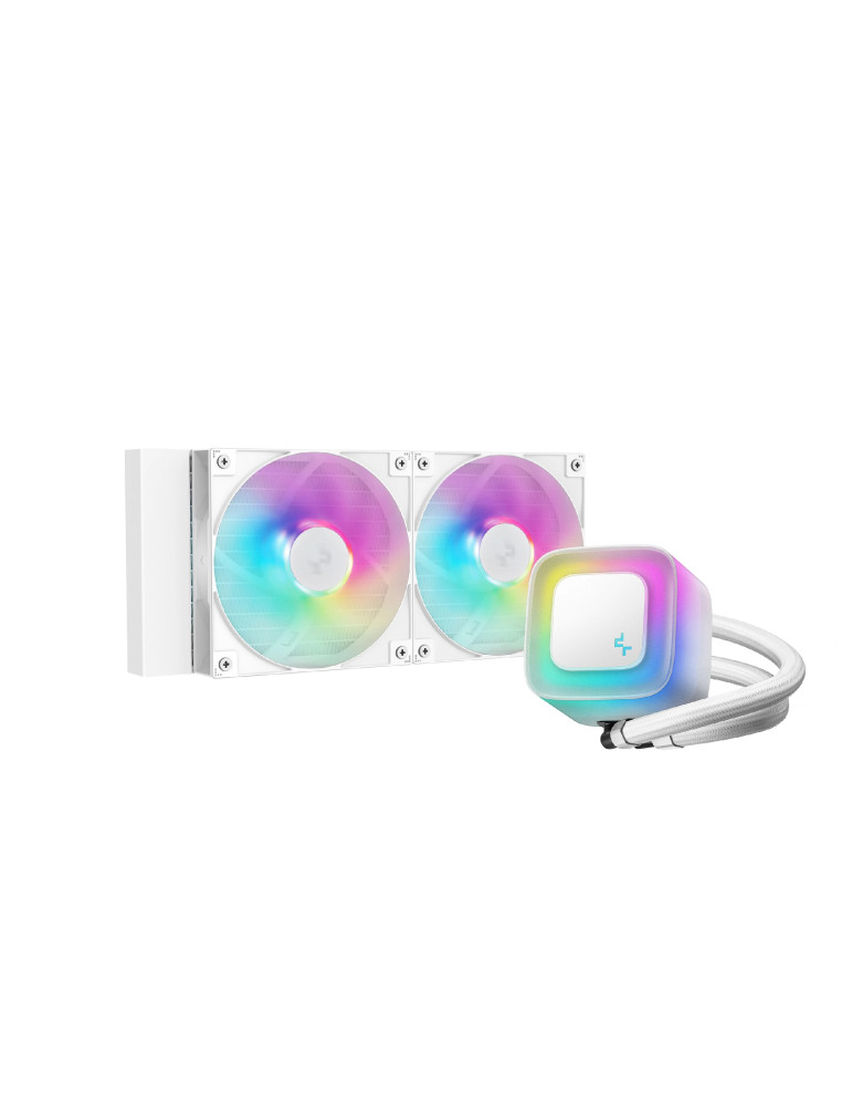 Водно охлаждане за процесор DeepCool LE240 V2 WH, 240mm, 2x120mm вентилатора, Addressable RGB, LGA1851/AM5 - R-LE240-WHAMMN-G-2 - 1