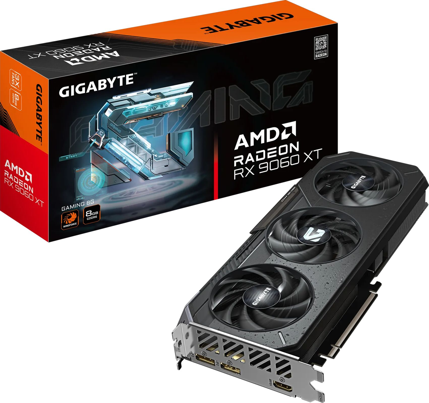 Видео карта GIGABYTE Radeon RX 9060 XT GAMING, 8GB GDDR6, PCI Express 5.0, 3130 MHz - GV-R9060XTGAMING-8GD