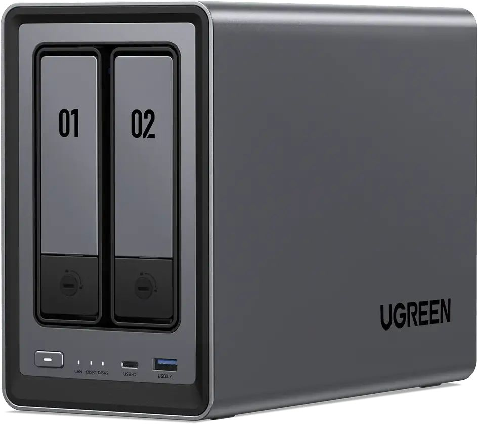 NAS устройство UGREEN DXP2800, Intel Celeron N100, 8GB DDR5, 32GB SSD, 2.5GbE, HDMI 4K 60Hz, без твърди дискове - 6941876223695 - 1