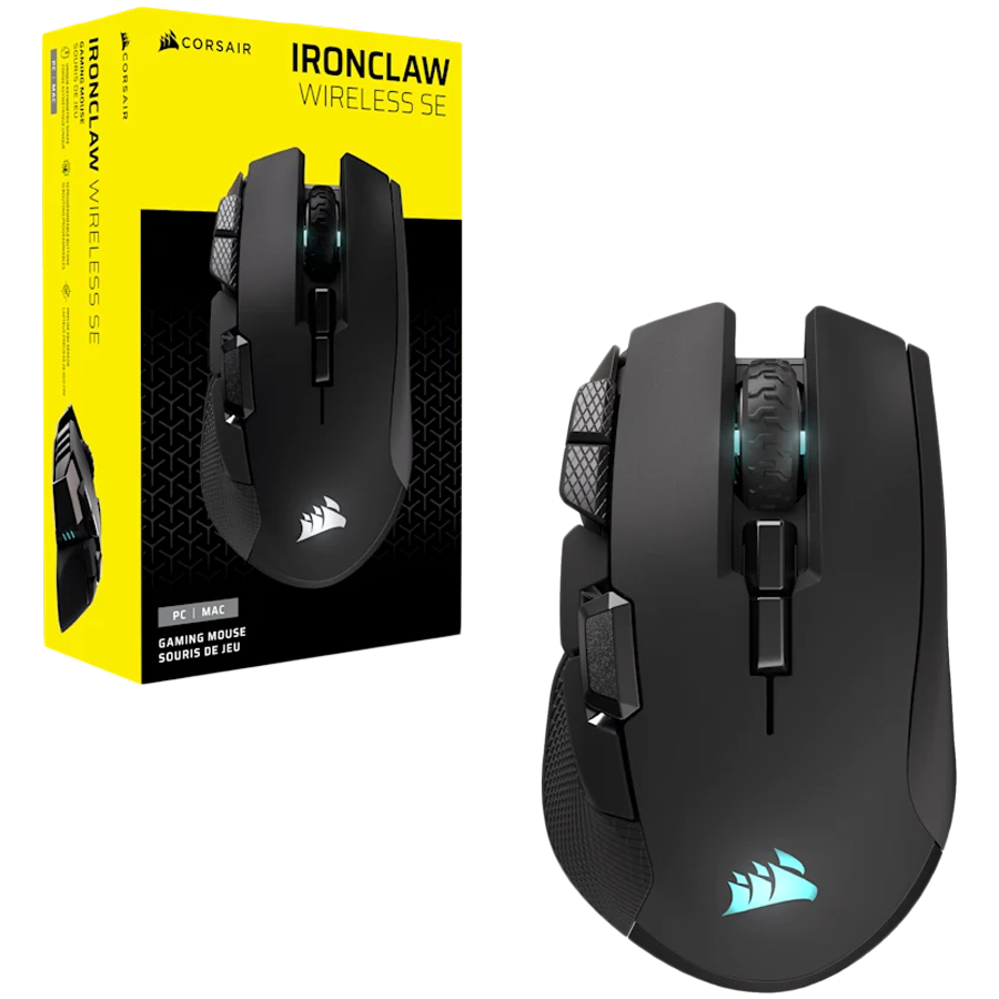 Bluetooth геймърска мишка Corsair Ironclaw Wireless SE, Безжична, Оптична, 26000 DPI, 10 бутона, RGB - CH-9317110-WW - 1