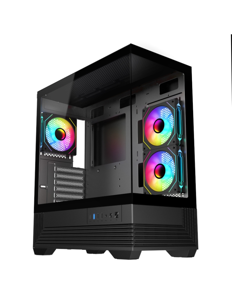 Кутия за компютър TRENDSONIC V-GAMING DARK REAPER VG-DR3F, USB 3.0, USB 2.0, Type-C, без захранване - 3368000377735 - 1