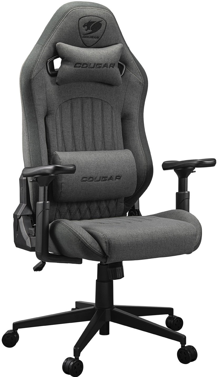 Геймърски стол COUGAR Explore Royal Gray F, Imitation linen, 3D armrests, Headrest + Lumbar support, 120kg - CGR-EPF-ROG - 1