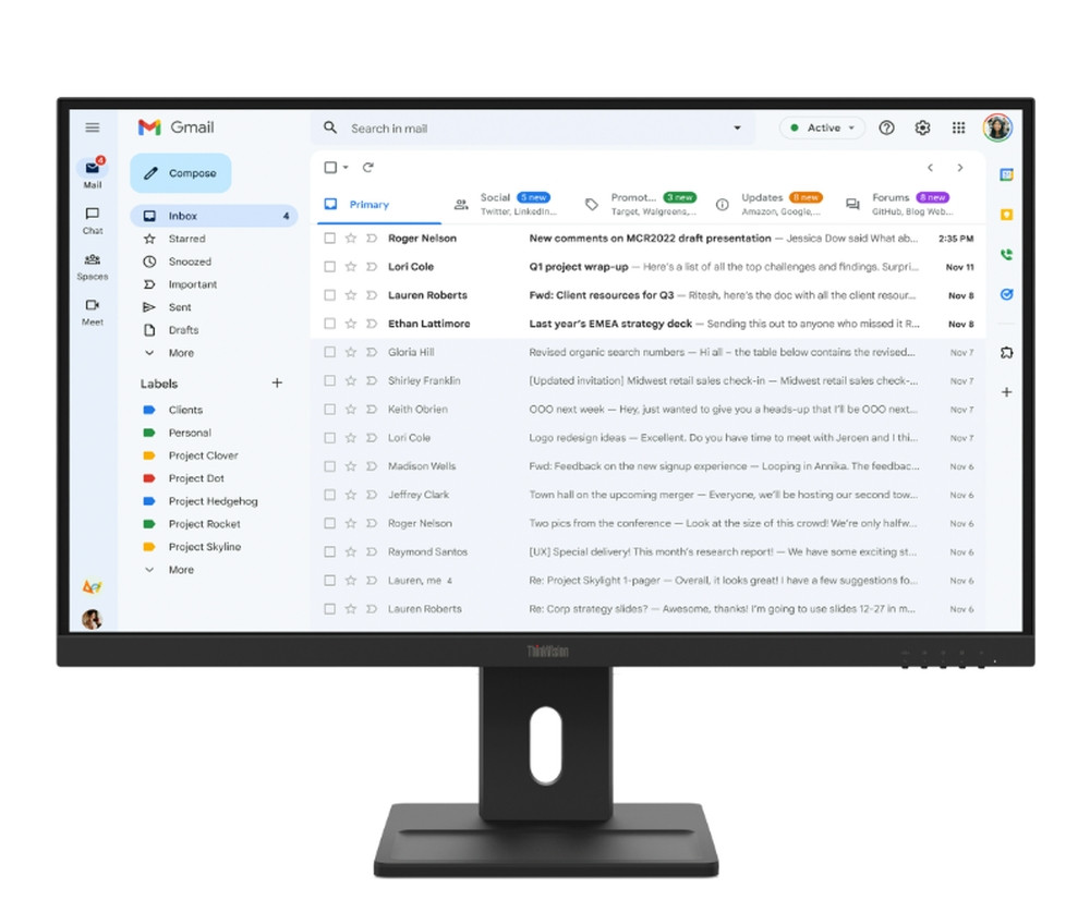 Монитор Lenovo ThinkVision E27-40, 27" IPS 1920x1080, 100Hz, 300cd/m2, 1500:1 - 64BCMAT4EU - 1