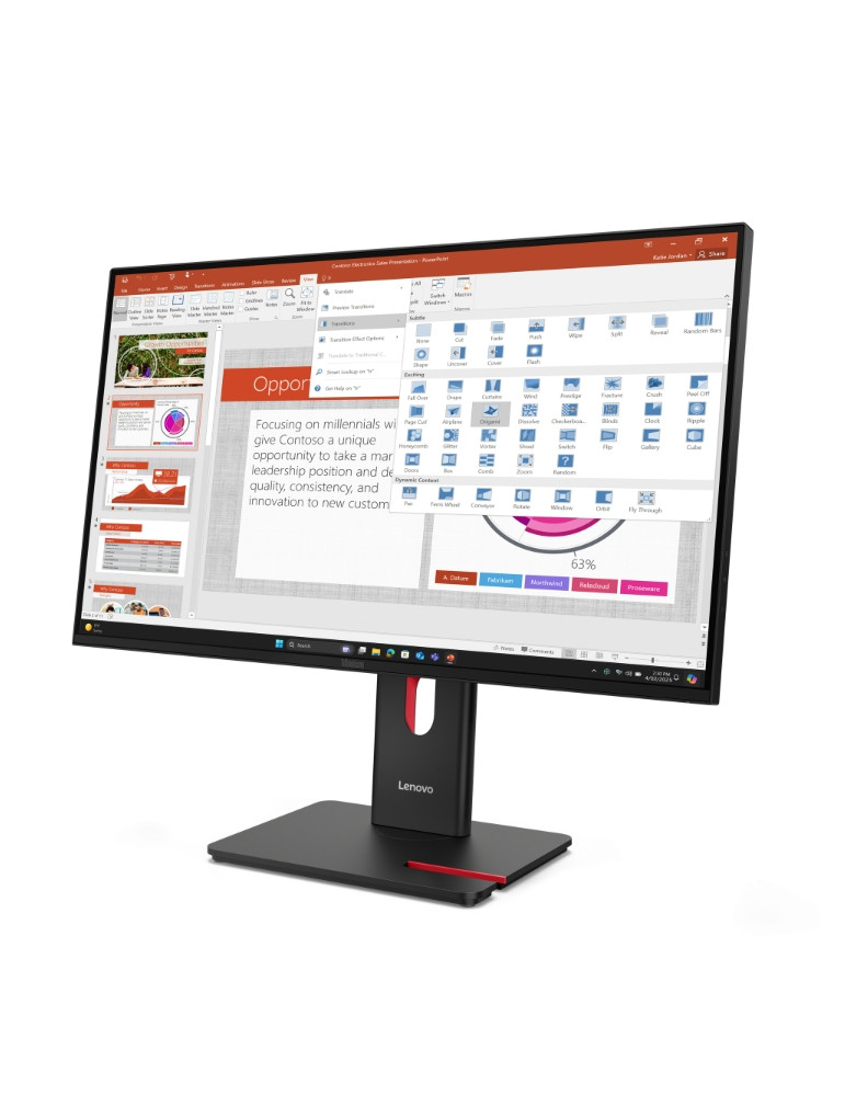Монитор Lenovo ThinkVision T27-40, 27" IPS 1920x1080, 48-120Hz, 300cd/m2, USB-C, DisplayPort - 64A5MAT6EU - 3