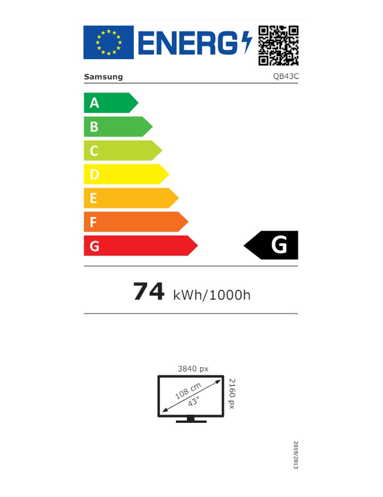 Широкоформатен дисплей Samsung LFD QB43C, 43" VA 3840x2160, 350cd/m², 8ms, WiFi, Bluetooth - LH43QBCEBGCXEN - 8