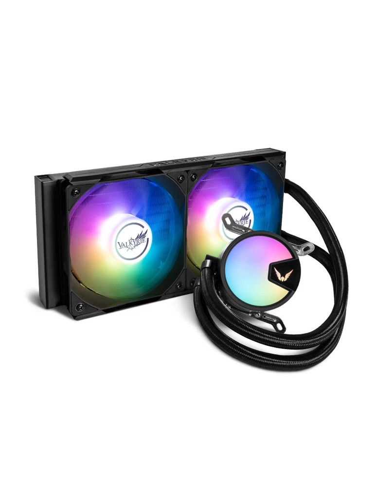 Водно охлаждане за процесор VALKYRIE A240, 240mm, 2x120mm вентилатора, LGA115x/1851/1700/2011/2066/AM4/AM5, ARGB - VK-AIOA240B - 1