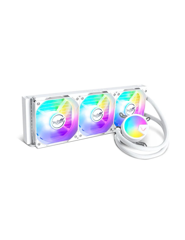 Водно охлаждане за процесор VALKYRIE A360 White, 3x120mm вентилатора, Liquid cooling, LGA115x/1700/2011/2066/AM4/AM5 - VK-AIOA360W - 1