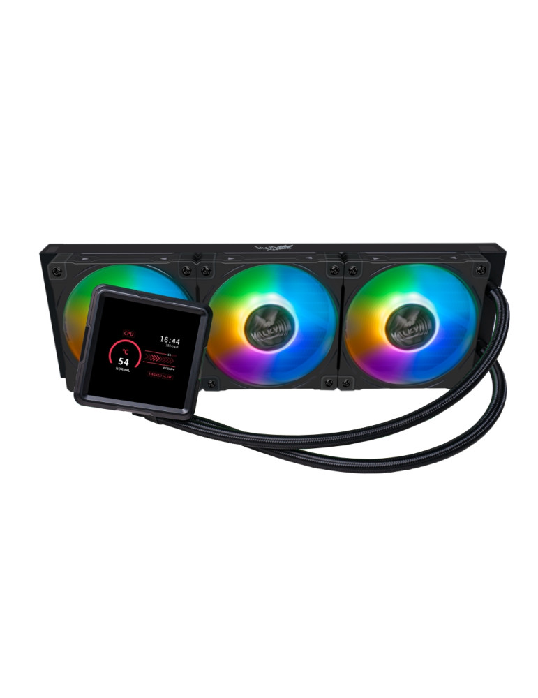 Водно охлаждане за процесор VALKYRIE B-GT360 ARGB LCD, 3x120mm вентилатора, 1700-2800RPM помпа, LCD дисплей, Intel/AMD съвместимост - VK-AIO360B - 3