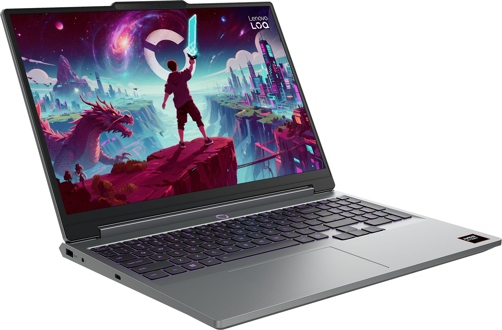 Гейминг лаптоп Lenovo LOQ 15 83GS, 15.3" IPS 1920x1200 165Hz, AMD Ryzen 7 250, RTX 5050 8GB, 16GB DDR5, 512GB SSD, без ОС - 83TN001SBM - 2