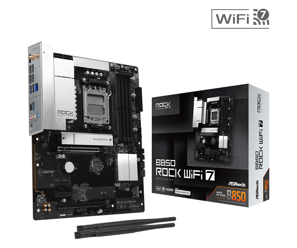Дънна платка ASROCK B850 Rock WiFi 7, AM5 - 1