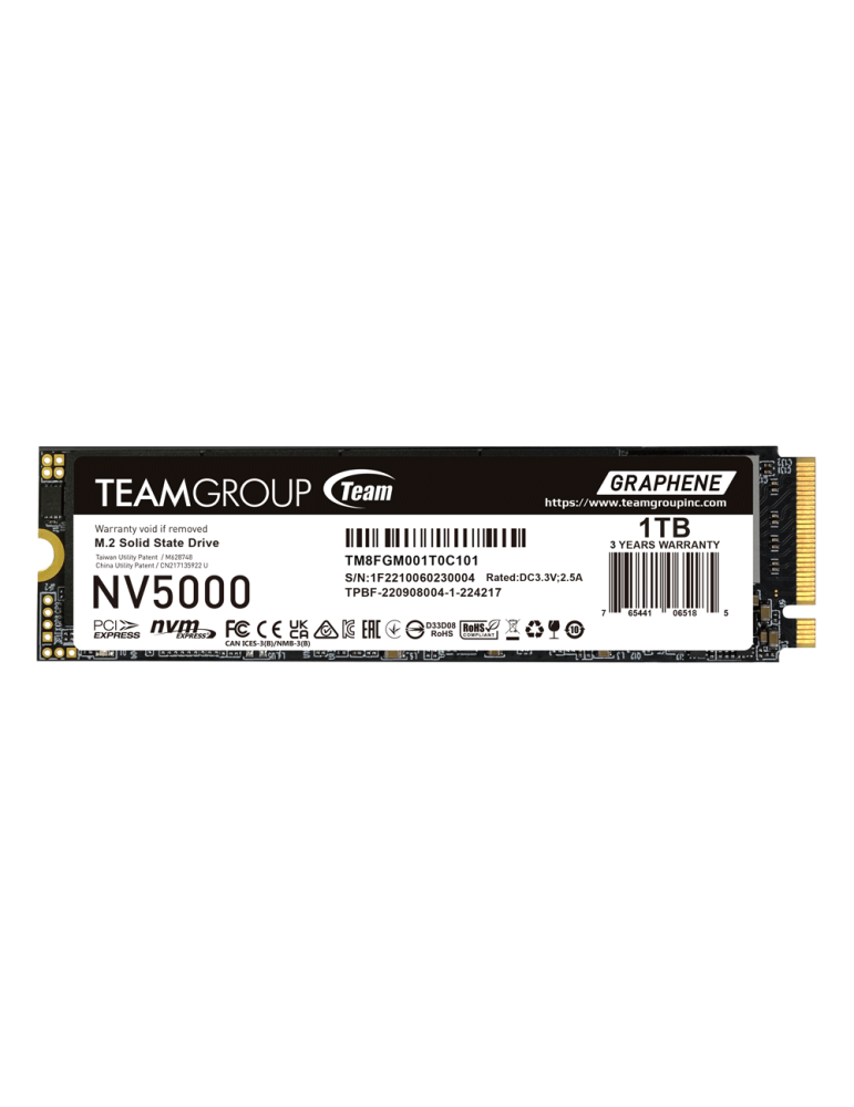 SSD диск Team Group Elite NV5000, 1TB, PCIe Gen4 x4 NVMe, M.2 2280, 4500/1900MB/s - TM8FGM001T0C101 - 1