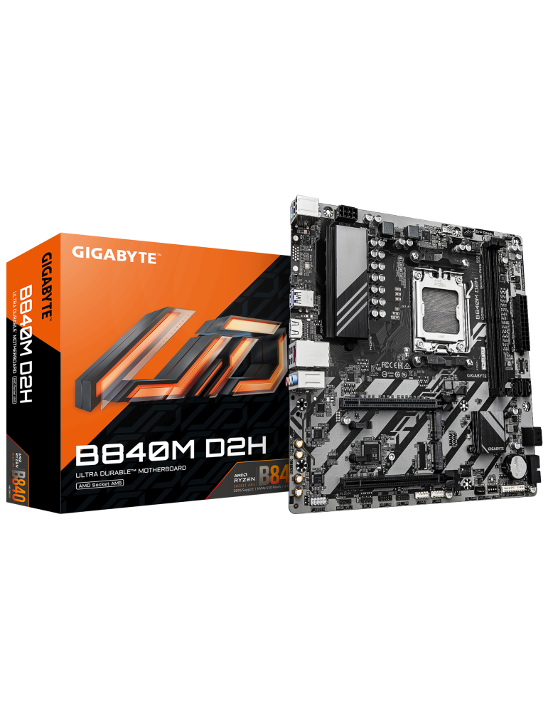 Дънна платка GIGABYTE B840M D2H, AM5, AMD B850, DDR5, Micro ATX - 1