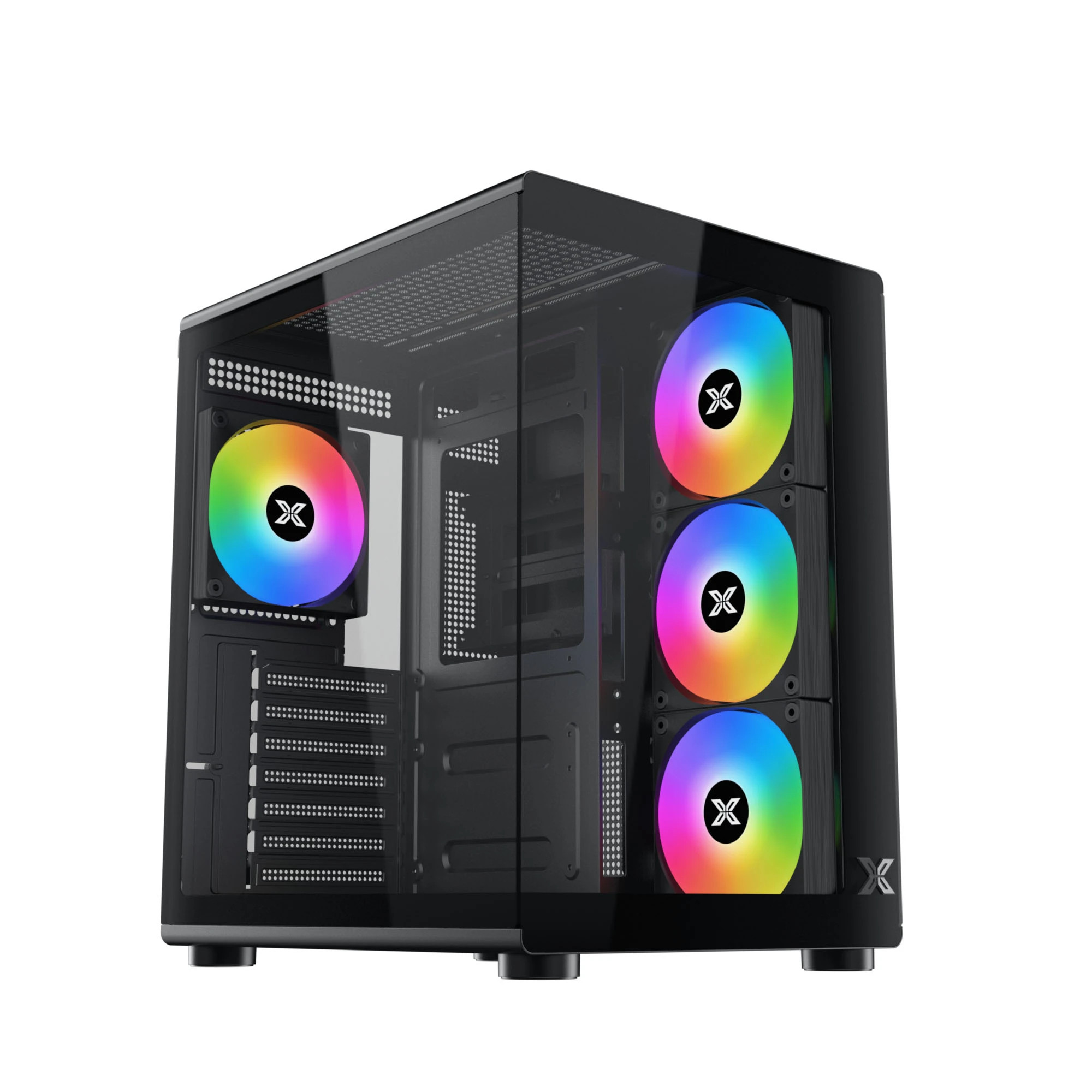 Кутия за компютър Xigmatek Aqua Compact Air, Middle Tower ATX, 4 ARGB Вентилатора, Tempered Glass - EN48265