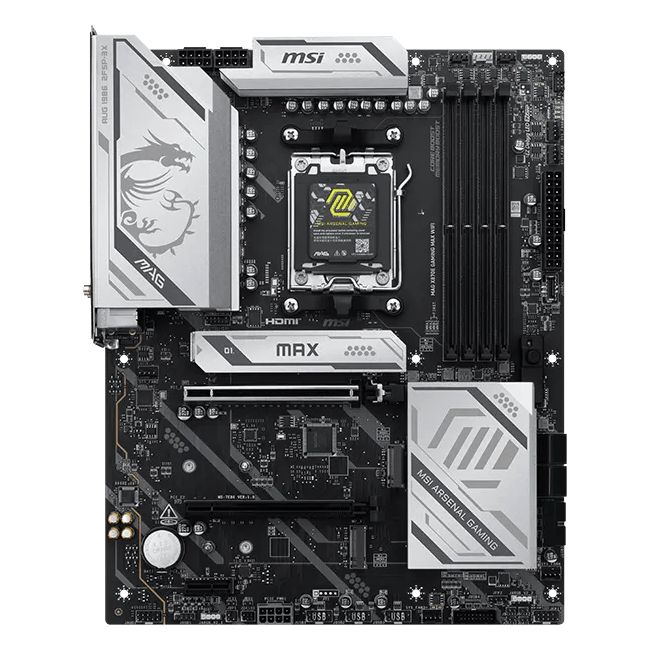 Дънна платка MSI MAG X870E Gaming Max WiFi, AMD X870E чипсет, AM5, DDR5 поддръжка до 256GB, Wi-Fi 7, Bluetooth 5.4 - 911-7E86-001R - 2