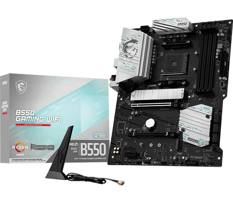 Дънна платка MSI B550 GAMING WIFI, AMD B550, Socket AM4, DDR4 4800MHz, ATX  - 911-7C56-085R