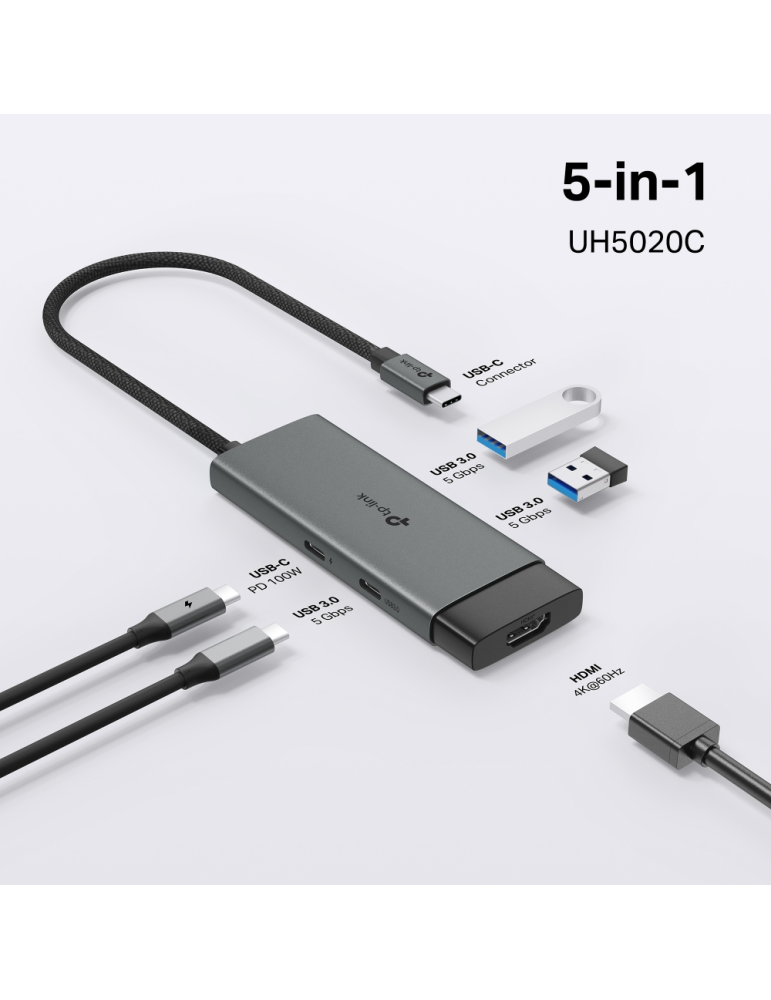 Докинг станция TP-Link UH5020C, 5 портов Type-C с PD 100W - 1